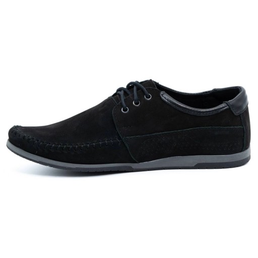 Мужские туфли кожаные лоферы с лакомы 875 Black Nubuk 49