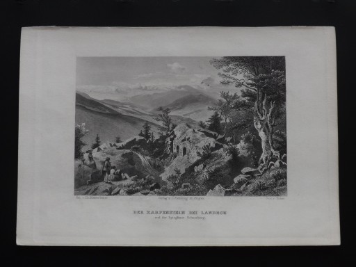 Гравюра на стали DER KARPENSTEIN BEI LANDECK - KARPIEŃ LĄDEK ZDRÓJ 1888