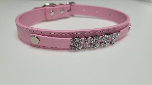 Розовый БДСМ-воротник с надписью SISSY