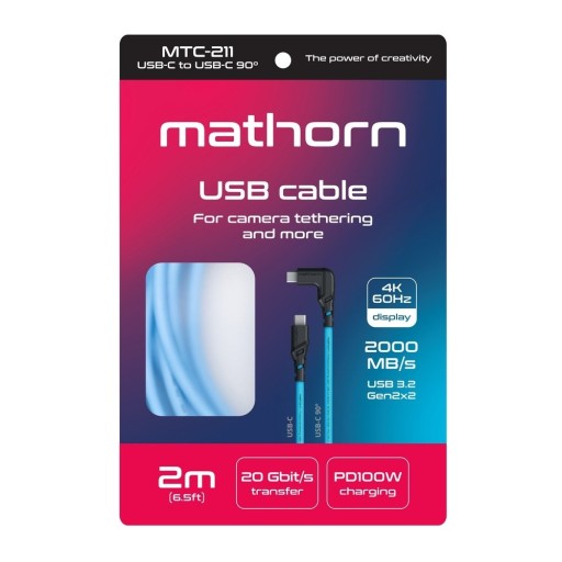 Mathorn MTC-211 2м20Гбит/с4K60Гц 100Вт USB C-C90 Синий