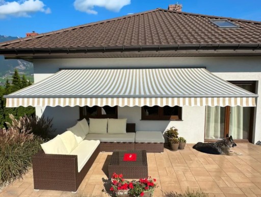 Террасная маркиза АНТРАЦИТ 350х300 Бежево-Белый PREM