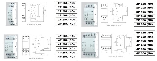 МОДУЛЬНЫЙ КОНТАКТОР 1-ФАЗНЫЙ 16A 2P 2NC катушка 230VAC