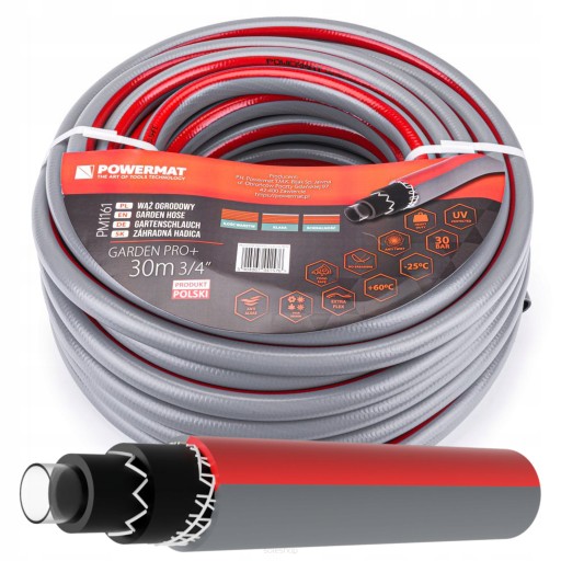 WĄŻ OGRODOWY ZBROJONY 6-WARSTWOWY 30BAR 3/4'' 30M DO WODY PRODUKT POLSKI