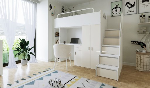 Двухъярусная кровать JSM4 80x190 с графитовыми глянцевыми фасадами