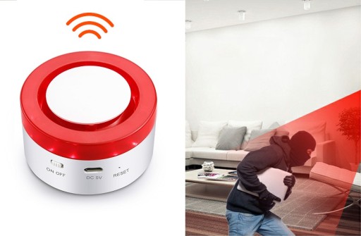 БЕСПРОВОДНАЯ СИРЕНА ТРЕВОГИ WiFi TUYA SMART НА ПОЛЬСКОМ + 4xPIR