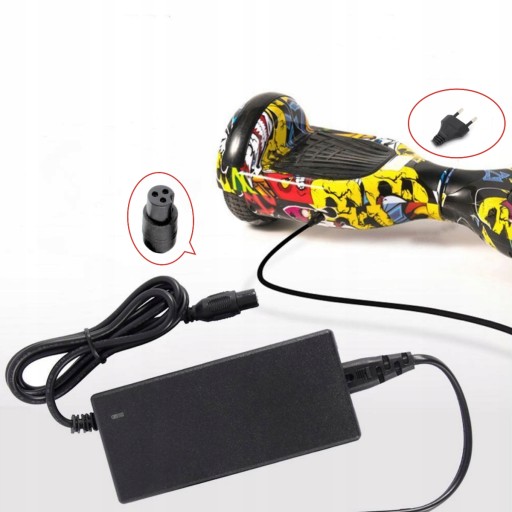 ЗАРЯДНОЕ УСТРОЙСТВО ДЛЯ ЭЛЕКТРИЧЕСКОГО СКЕЙТБОРДА HOVERBOARD 42V 2A 3PIN 9MM