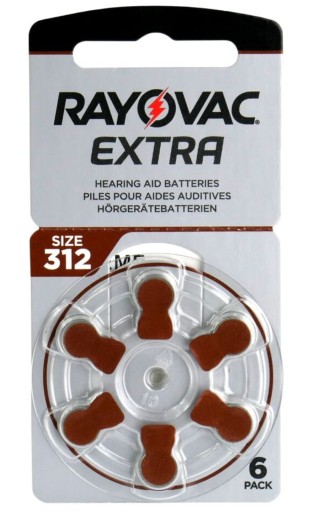 30 слуховых батарей RAYOVAC EXTRA 312 PR41