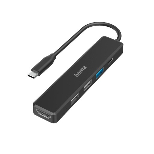 Hama Multiport USB 3.2 USB-C, 5 portów (3x USB A, USB C, HDMI) hub czarny.