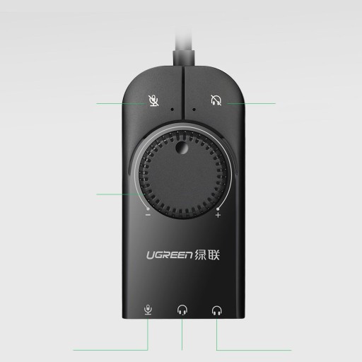 UGREEN USB ЗВУКОВАЯ КАРТА НАУШНИКИ МИКРОФОН 15 СМ