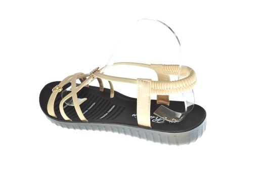 PIĘKNE SANDAŁKI z GUMKĄ C203 Beige r.38