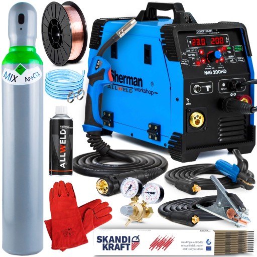 ИНВЕРТОРНЫЙ СВАРОЧНЫЙ АППАРАТ INVERTER SHERMAN MIG 200 HD MMA TIG SYNERGY ALU 3IN1