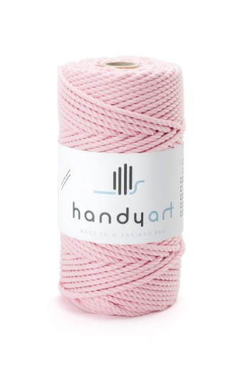 Sznurek bawełniany 3PLY baby pink 3mm 20m makrama