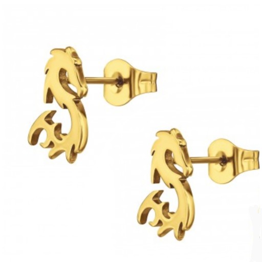 Серьга из нержавеющей стали ART Gold DRAGON 1,1 см на шпильке