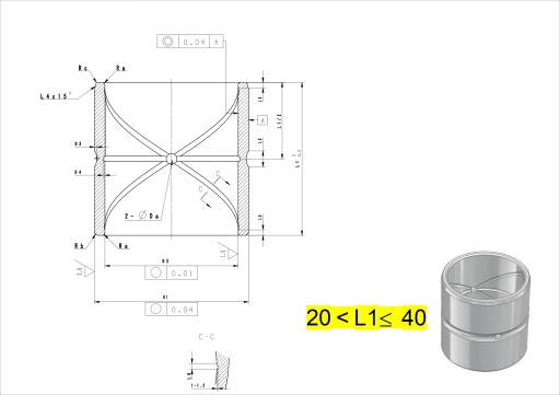 TULEJA STALOWA HARTOWANA 40X50X30 # BIELAK