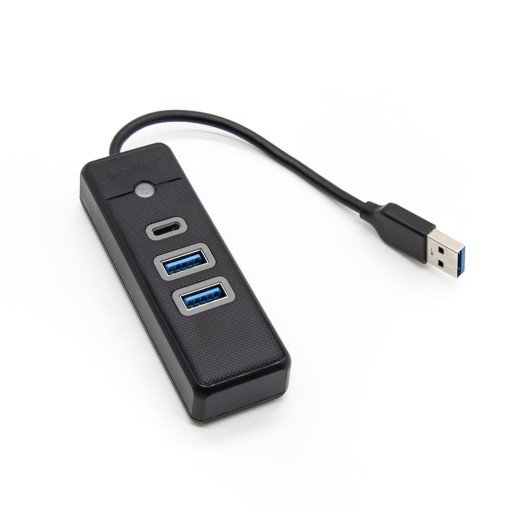 Orico Hub черный USB-A — 2x USB 3.1 + 1x USB-C, встроенный кабель 15 см