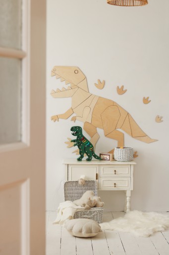 Настенное украшение в виде динозавра T-Rex в технике оригами, размер XL