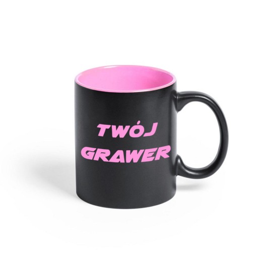 KUBEK CERAMICZNY RÓŻOWY ŚRODEK 350 ML Z GRAWEREM