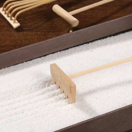 KREATYWNE RĘKODZIEŁO Z GRABIAMI STÓŁ DO PIASKU MINI GRABIE MINIATUROWE ZEN