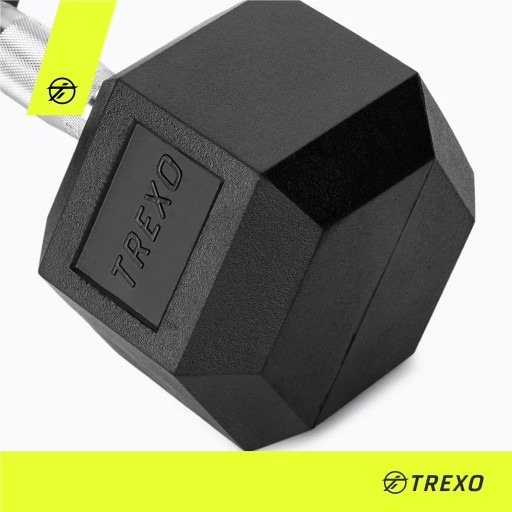 Гантель TREXO Hex прорезиненная 17,5 кг ЧУГУННАЯ НЕСКОЛЬЗЯЩАЯ ПОВЕРХНОСТЬ