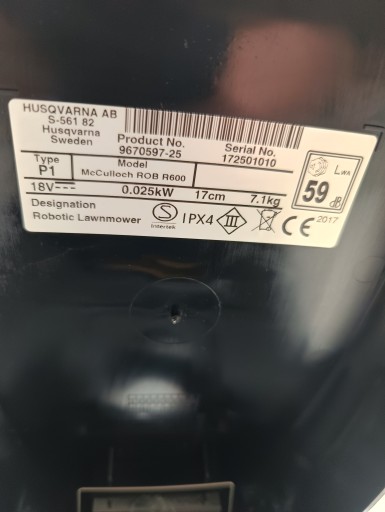 КОРПУС РОБОТА + КЛАВИАТУРА McCULLOCH ROB R600 9670597-25 HUSQVARNA 5777074