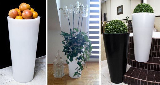 WYSOKA BIAŁA DONICA DONICZKA OGRODOWA OSŁONKA NA KWIATY KRZEWY 70cm 12L