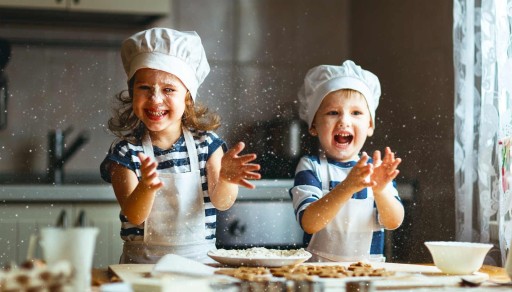 Кухонный ФАРТУК детский Комплект с синей шляпкой