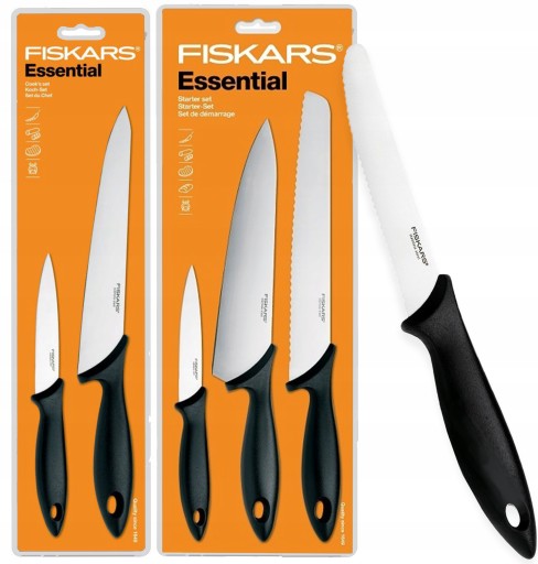 FISKARS ZESTAW KOMPLET 6x NOŻY KUCHENNYCH SZEFA DO OBIERANIA KROJENIA OSTRE