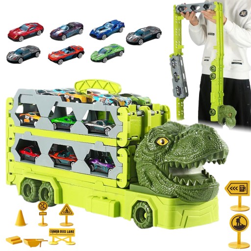 CIĘŻARÓWKA TRANSPORTER SAMOCHODY DINOZAURÓW ZABAWKOWE ZESTAW DLA DZIECI