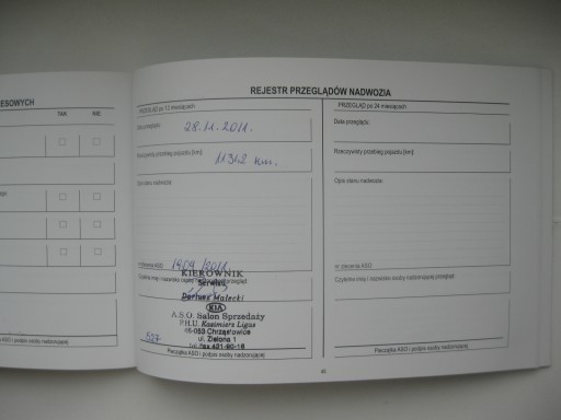KIA książka serwisowa PL 2010/2011 rok oryginalna