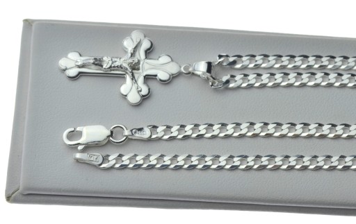 СЕРЕБРЯНАЯ БРОНЯНАЯ ЦЕПЬ 70СМ + ПРАВЫЙ КРЕСТ. 925
