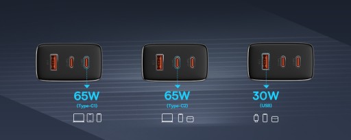 БЫСТРОЕ СЕТЕВОЕ ЗАРЯДНОЕ УСТРОЙСТВО BASEUS БЛОК ПИТАНИЯ 2X USB-C USB 65 Вт GaN5