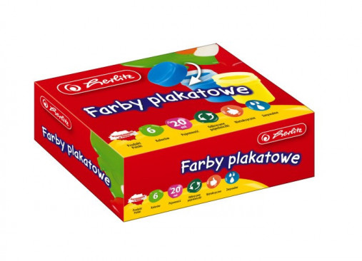 Farby plakatowe szkolne 6 kolorów x 20ml