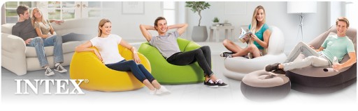 НАДУВНОЕ КРЕСЛО INTEX ИЗ ПУФА + ПОДСТАВКА ДЛЯ НОГ
