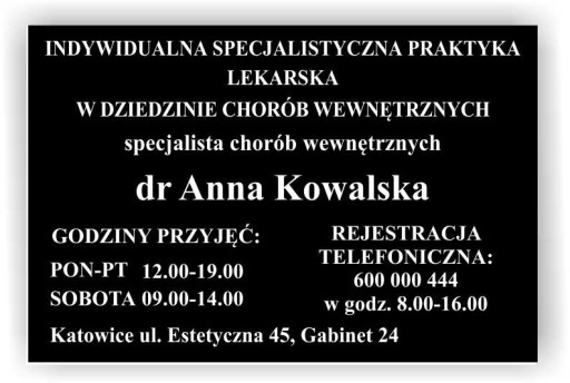 tablica TABLICZKA GABINET STOMATOLOGICZNY 295x260