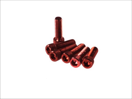 Винт M8x25 цилиндрический шестигранный ключ, красный, 6 шт.
