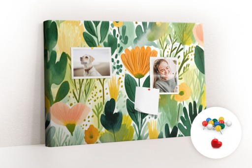 Tablica Korek Z Pinezkami 60x40 Akwarela kwiaty