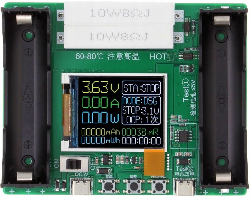 Тестер емкости аккумулятора 18650 USB-C