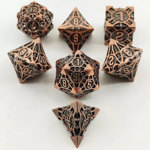 WIEŻA MAGA ZESTAW 7 METALOWYCH KOŚCI KOSTEK RPG