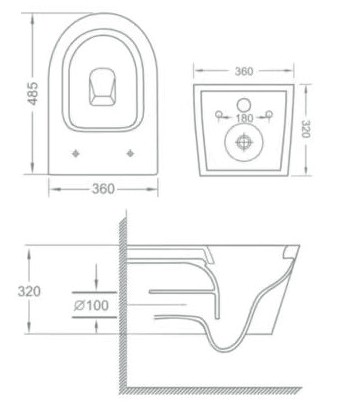 БЕЗОБОДКОВЫЙ УНИТАЗ VELDMAN TORNADO VILA SLIM PREMIUM SEAT