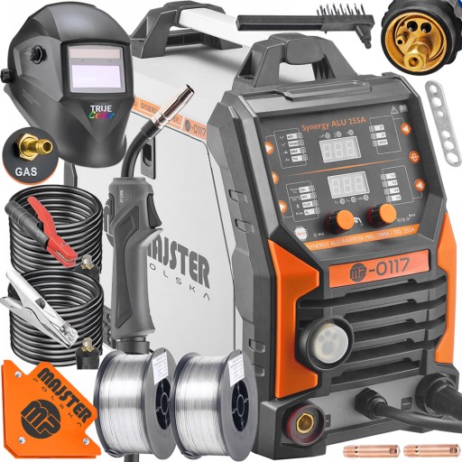 Сварочный аппарат MIG FLUX MMA TIG ALU INVERTER migomat SYNERGIA 255A WIRE MASK