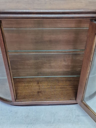 H-P WITRYNA SERWANTKA BIBLIOTECZKA ART DECO ZAOKRĄGLONE SZKLANE BOKI