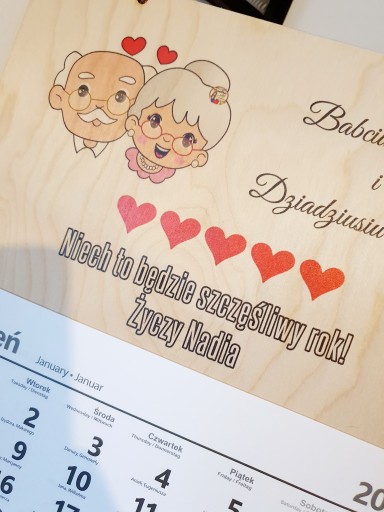 Prezent Kalendarz DZIEŃ BABCI I DZIADKA druk UV