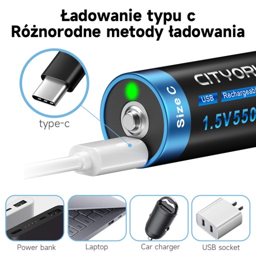 10 шт., 1,5 В, 5500 МВтч, размер C LR14, NIMH аккумулятор с USB-кабелем