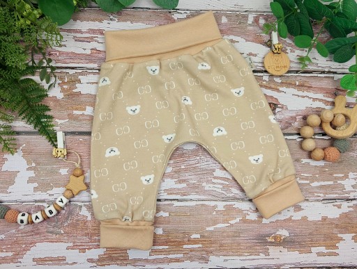 PÓŁŚPIOCHY BEZ STÓP SPODNIE BAGGY 62 BEIGE BABY BEAR /50/