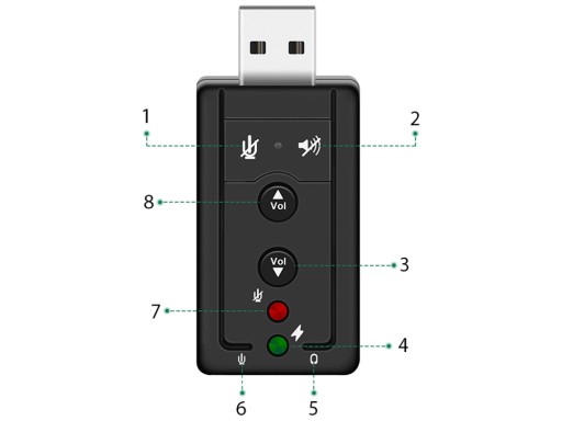 Звуковая карта USB 7.1, микрофон, разъем для наушников