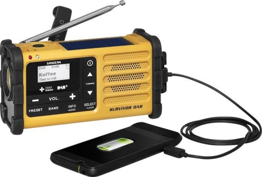 DAB+ Bluetooth-радиостанция для выживания на открытом воздухе Солнечная батарея