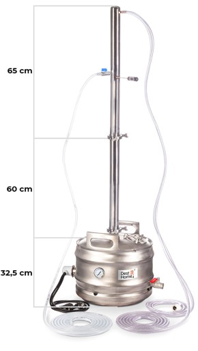 DESTYLATOR ELEKTRYCZNY MIEDZIANY AABRATEK BECZKA KEG 30L KOLUMNA 125cm.