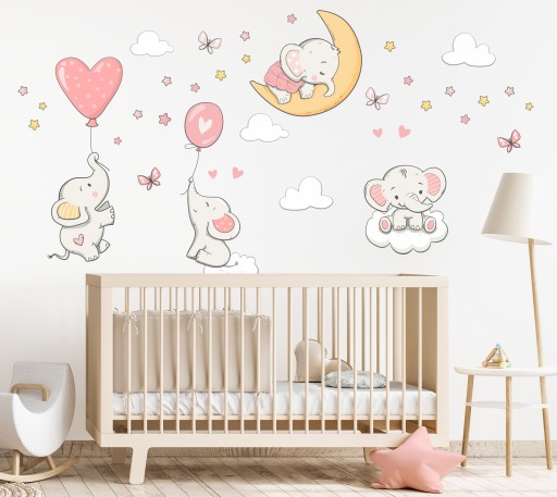 Naklejki na ścianę SŁONIKI balony 75x150cm SŁ5