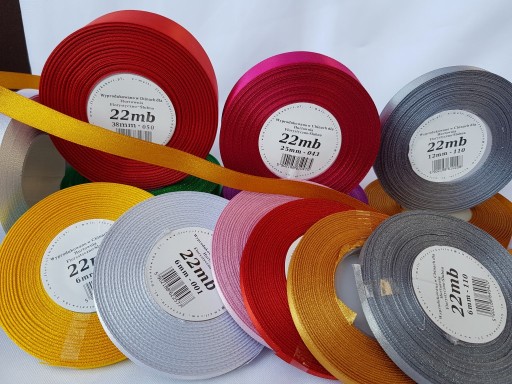 Wstążka tasiemka satynowa w kropki 50mm/22mb 18kol