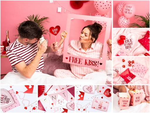 Baner dekoracje ozdoby balony serca na Walentynki